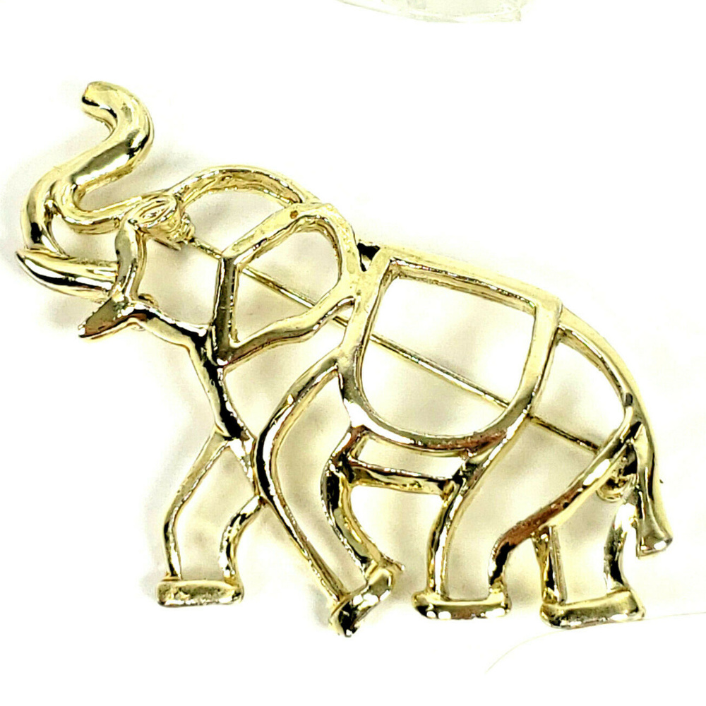 Elephant Brooch Pin Silver Tone Waldman